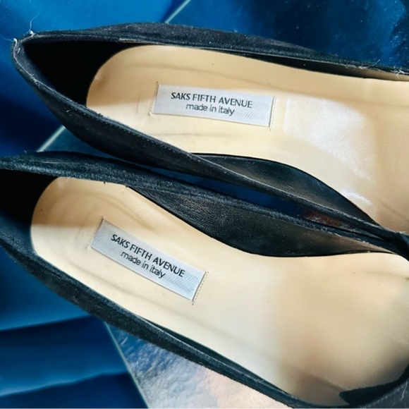 Saks Fifth Ave Pointed Bow Velvet Heels Size 8.5 - Picture 8 of 10